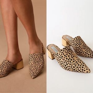 Fannie-C Cheetah Calf Hair Pointed-Toe Mules